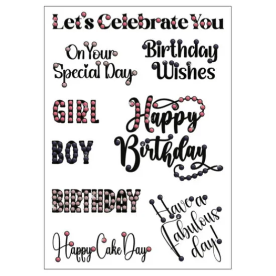 Craft Buddy All Kinds Of Birthday Greetings Crystal Art A6 Scrapbook Stamp Set New