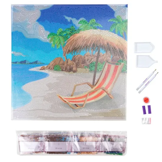 Craft Buddy “Beach Life” Crystal Art Canvas Kit 30x30cm New
