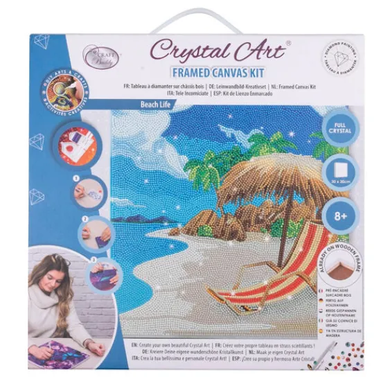 Craft Buddy “Beach Life” Crystal Art Canvas Kit 30x30cm New