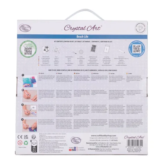 Craft Buddy “Beach Life” Crystal Art Canvas Kit 30x30cm New