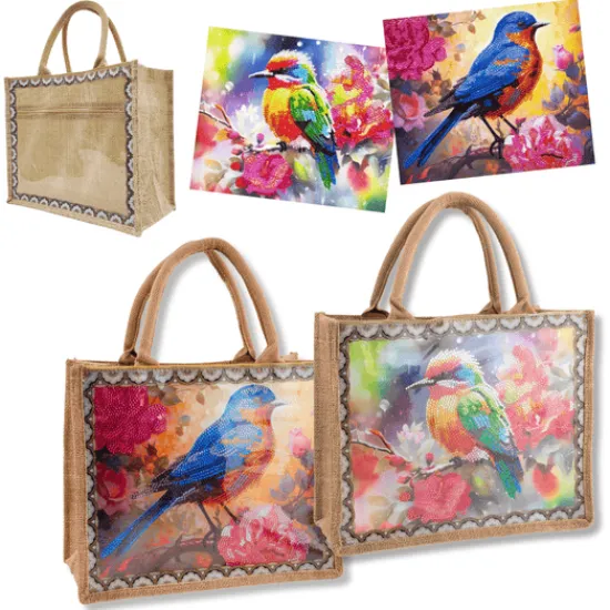 Craft Buddy "Birds" Crystal Art Interchangeable Panel Jute Bag Online