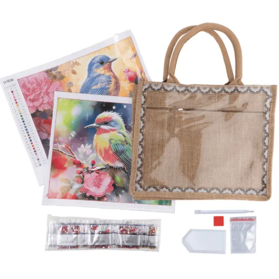 Craft Buddy "Birds" Crystal Art Interchangeable Panel Jute Bag Online