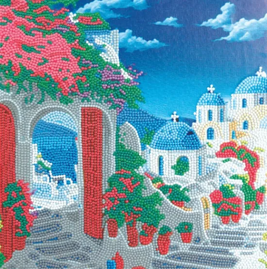Craft Buddy "Blue House View" Crystal Art Canvas Kit 30x30cm New