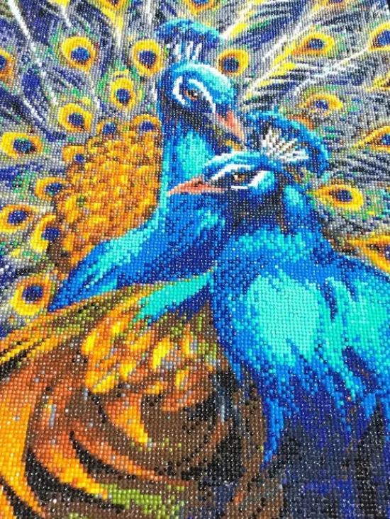 Craft Buddy "Blue Rapsody Peacocks" Crystal Art Canvas Kit 40x50cm Clearance
