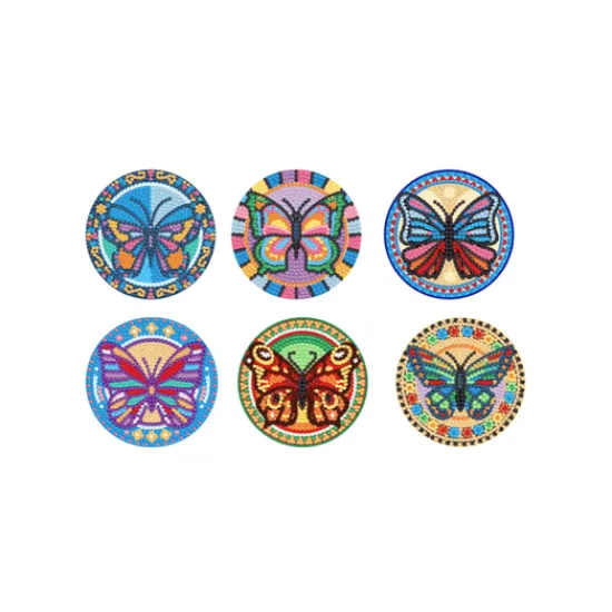 Craft Buddy 'Butterflies' Crystal Art Acrylic Coasters Set of 6 Fashion
