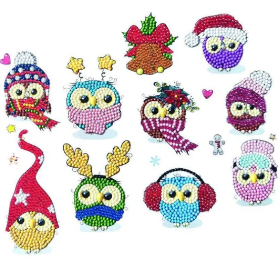 Craft Buddy "Cool Christmas Owls" Crystal Art Sticker Set 21x27cm Fashion