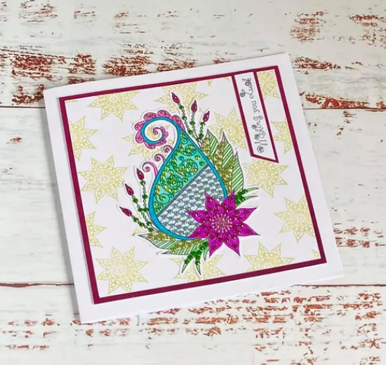 Craft Buddy Crystal Art Patiala Paisley A6 Stamp set Clearance
