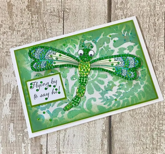 Craft Buddy Glistening Dragonfly Crystal Art A6 Stamp Set Hot