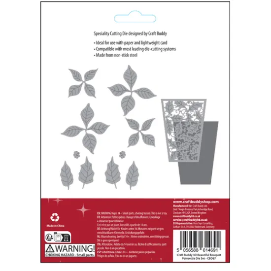 Craft Buddy “Poinsettia” Beautiful Bouquet 3D Gift Card Die Set Outlet