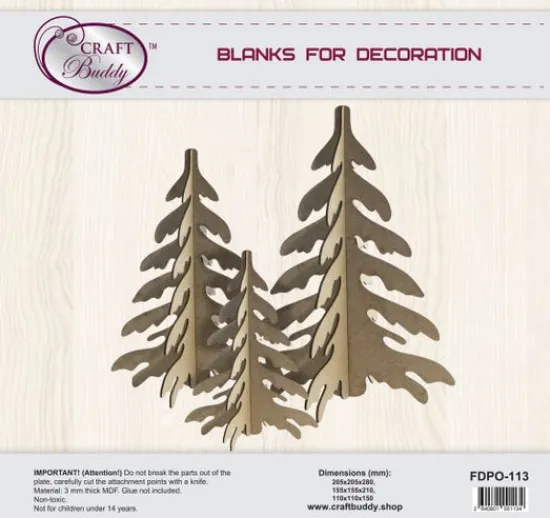 Craft Buddy Pretty Festive MDF Trees Set of 3 Best