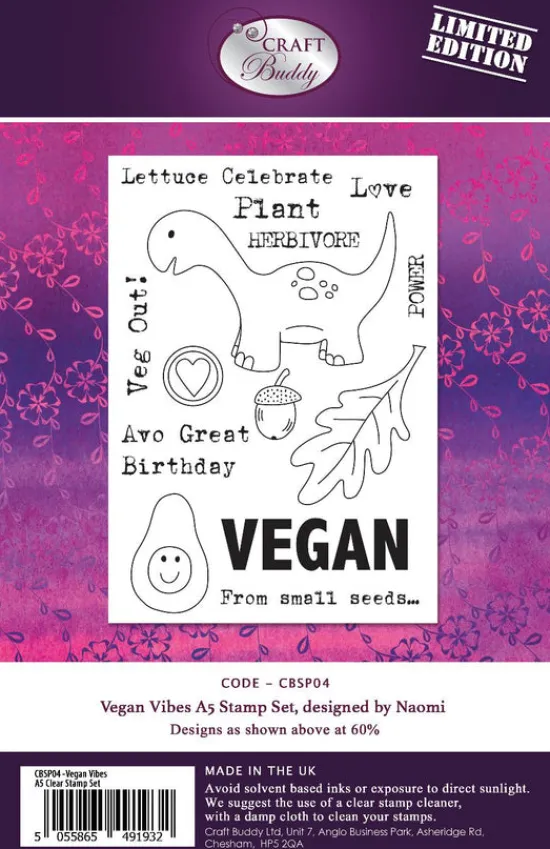 Craft Buddy Vegan Vibes A5 Stamp Set Clearance