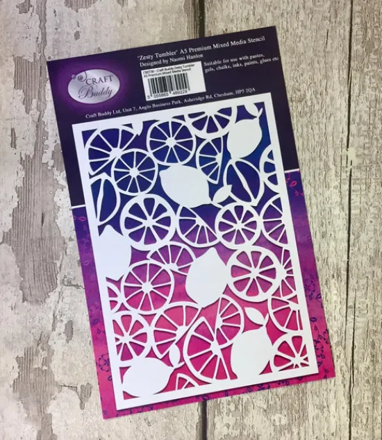 Craft Buddy Zesty Tumbler A5 Premium Mixed Media Stencil - CBST30 Outlet