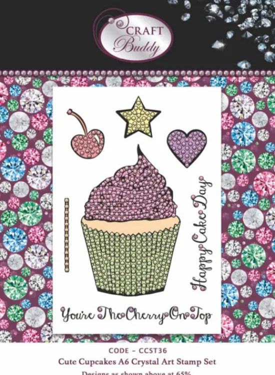 Craft Buddy Cute Cupcakes A6 Crystal Art Stamp Set Discount