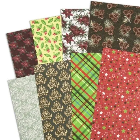 Craft Buddy "Damask Poinsettias" Forever Flowerz Double Sided Patterned Card (300gsm) Online