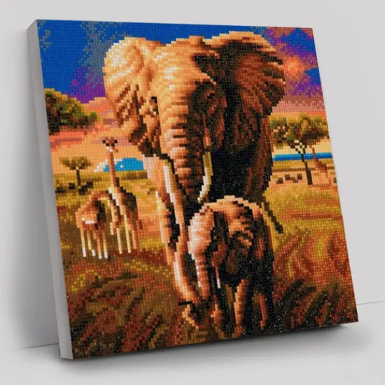 Craft Buddy "Elephant of Savannah" Crystal Art Canvas Kit 30x30cm Clearance