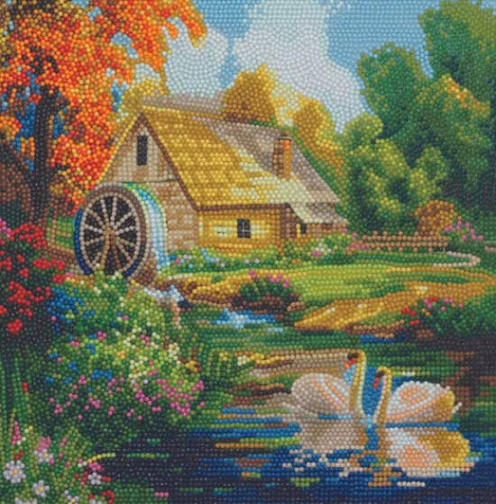Craft Buddy “Enchanting Water Mill” Crystal Art Canvas 30x30cm Sale