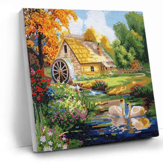 Craft Buddy “Enchanting Water Mill” Crystal Art Canvas 30x30cm Sale