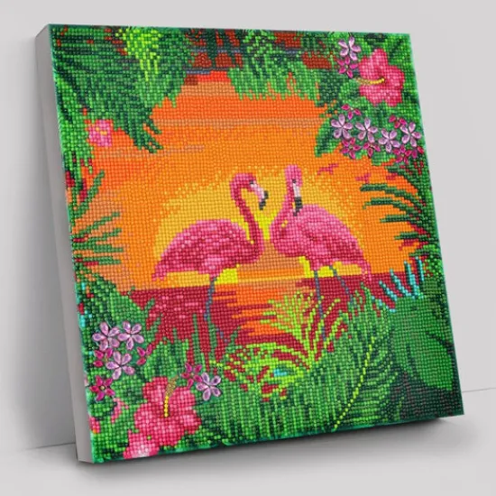 Craft Buddy "Fancy Flamingos" Crystal Art Canvas Kit 30x30cm Discount