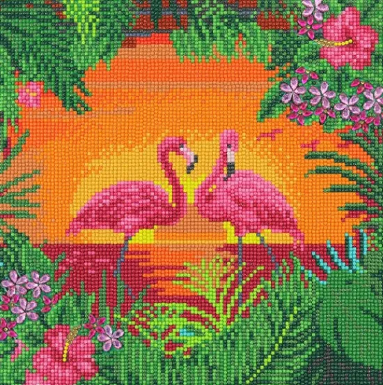 Craft Buddy "Fancy Flamingos" Crystal Art Canvas Kit 30x30cm Discount