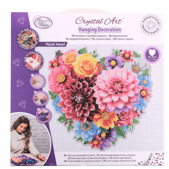 Craft Buddy Floral Heart Crystal Art Hanging Decoration New