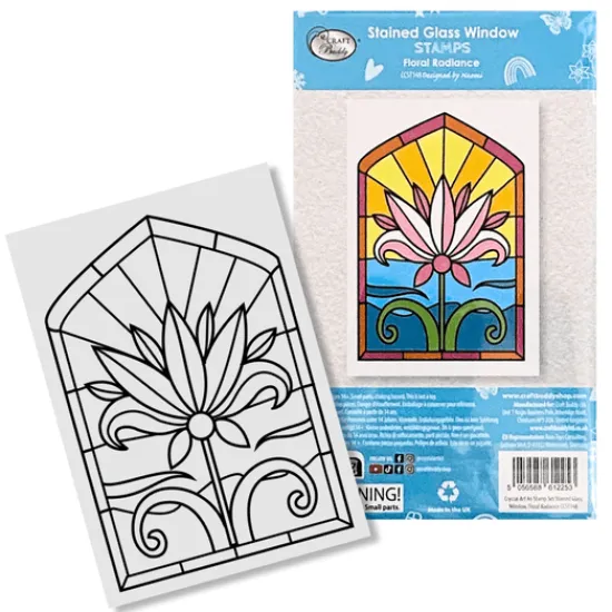 Craft Buddy "Floral Radiance” Stained Glass Window A6 Stamp Set Clearance