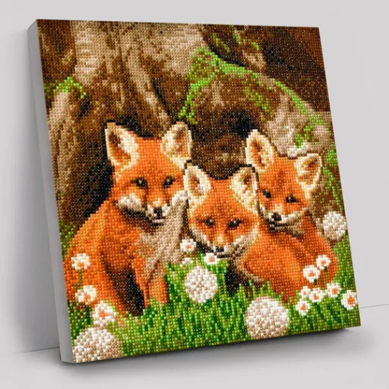 Craft Buddy "Fox Cubs" Crystal Art Canvas Kit 30x30cm Online