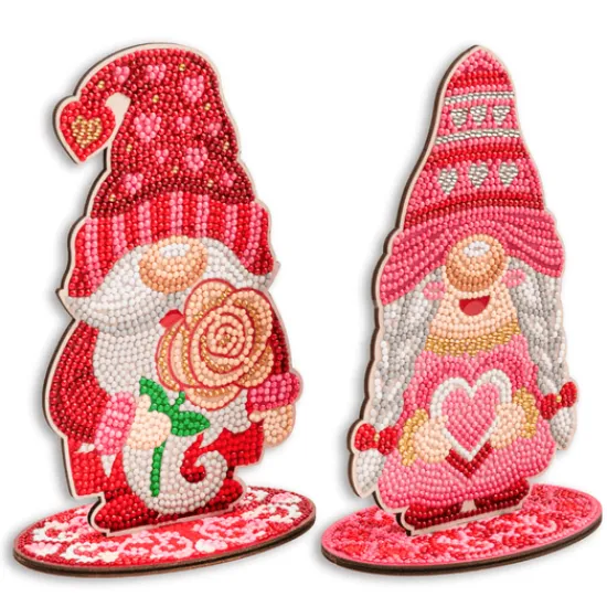 Craft Buddy "Gnomes In Love" Crystal Art Wooden Decoration Clearance