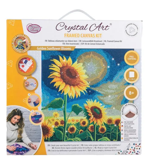 Craft Buddy “Golden Sunflower Blooms” Crystal Art Canvas Kit 30x30cm Hot