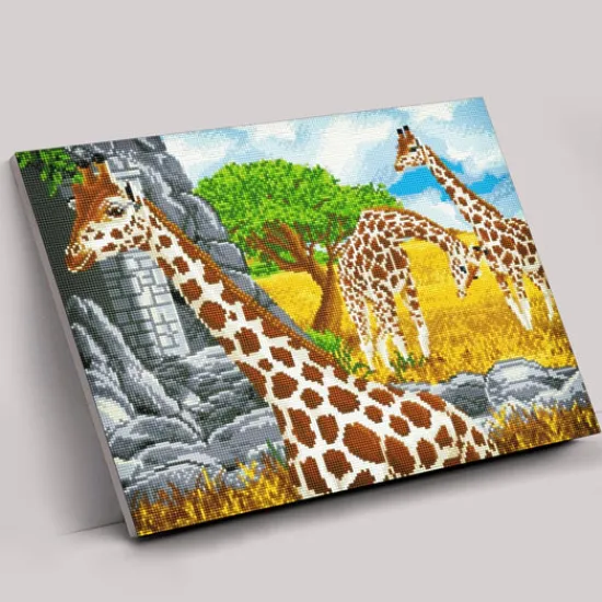 Craft Buddy "Grazing Giraffes" Crystal Art Canvas Kit 40x50cm Hot