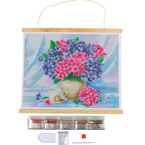 Craft Buddy "Happy Hydrangeas" Crystal Art Scroll Kit Clearance