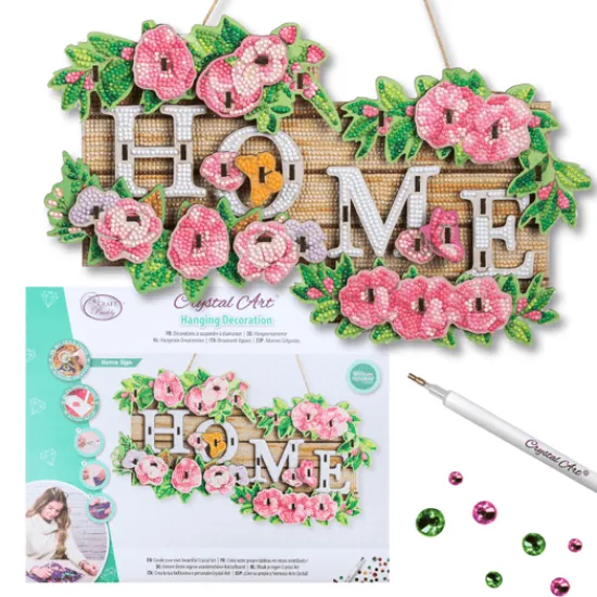 Craft Buddy "Home Sign" Crystal Art Hanging Wooden Decoration Kit Sale