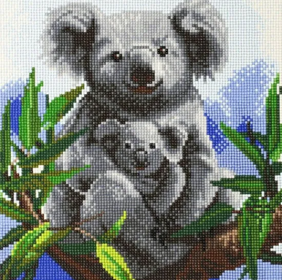 Craft Buddy "Koala Bears" Crystal Art Canvas Kit 30x30cm Hot