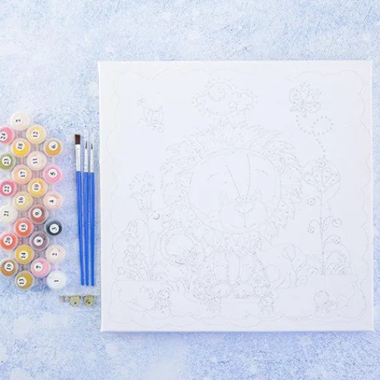 Craft Buddy "Leroy the Lion" Paint by Numbers Framed Kit 30x30cm New