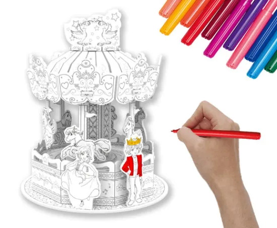 Craft Buddy "Magical Merry Go Round" 3D Colour Me Puzzle Kit New