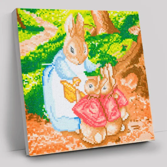 Craft Buddy "Mrs Josephine Rabbit & The Flopsy Bunnies" Crystal Art Canvas 30x30cm New