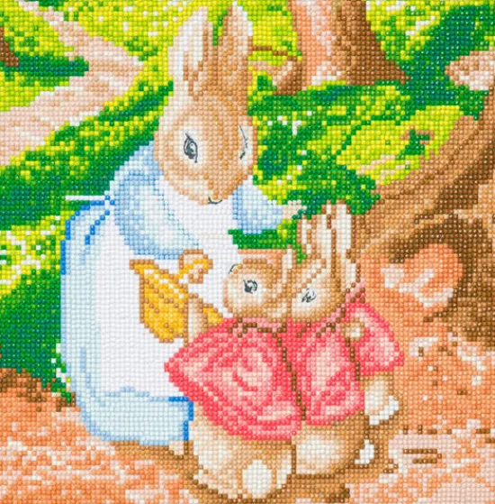 Craft Buddy "Mrs Josephine Rabbit & The Flopsy Bunnies" Crystal Art Canvas 30x30cm New