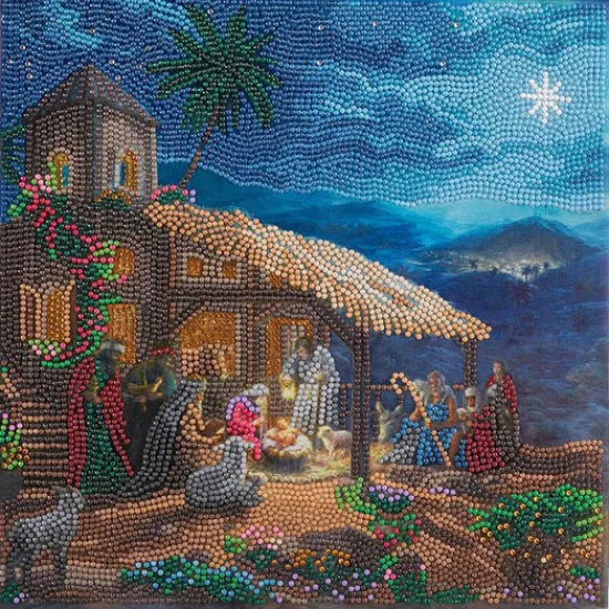 Craft Buddy "Nativity Scene" Crystal Art Canvas by Thomas Kinkade 30x30cm Discount