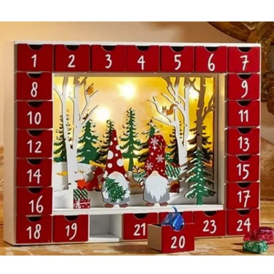 Craft Buddy "Nordic Gnomes" LED Light Up Wooden Advent Calendar Kit Clearance