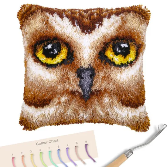 Craft Buddy "Owl" Pre Printed Latch Hook Cushion Kit 48*48cm Online