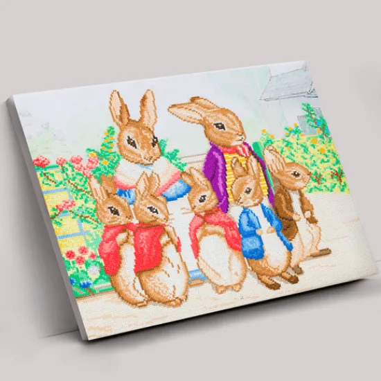 Craft Buddy "Peter Rabbit and Family" Crystal Art Canvas 40x50cm Outlet
