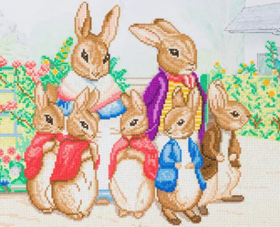 Craft Buddy "Peter Rabbit and Family" Crystal Art Canvas 40x50cm Outlet