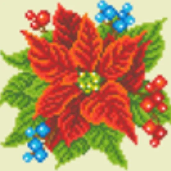 Craft Buddy Poinsettia and Berries Cream Latch Hook Cushion Kit 48*48cm Hot