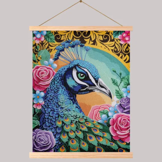 Craft Buddy "Proud Peacock" Crystal Art Scroll Kit 35x45cm Outlet