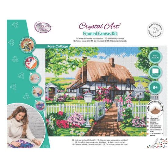 Craft Buddy "Rose Cottage" Crystal Art Canvas Kit 40x50 cm New
