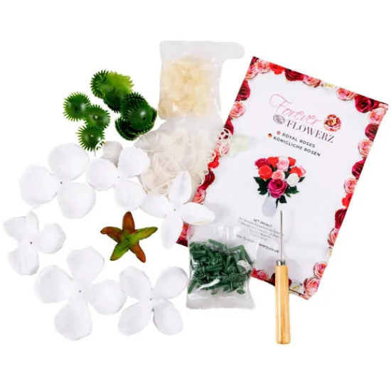 Craft Buddy Royal Roses Forever Flowerz - approx 60 - White Clearance