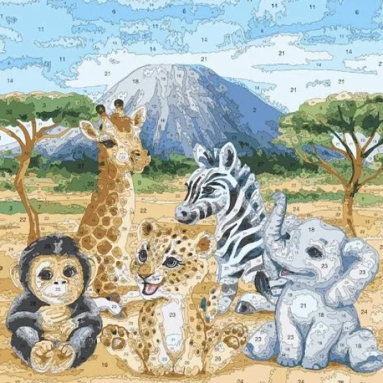 Craft Buddy "Safari Animals" Paint by Numbers Framed Kit 30x30cm Best
