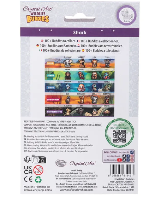 Craft Buddy Shark Crystal Art Wildlife Buddies Outlet