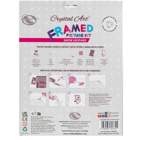 Craft Buddy Snow Leopard Crystal Art Picture Frame Kit 21 x 25cm Outlet