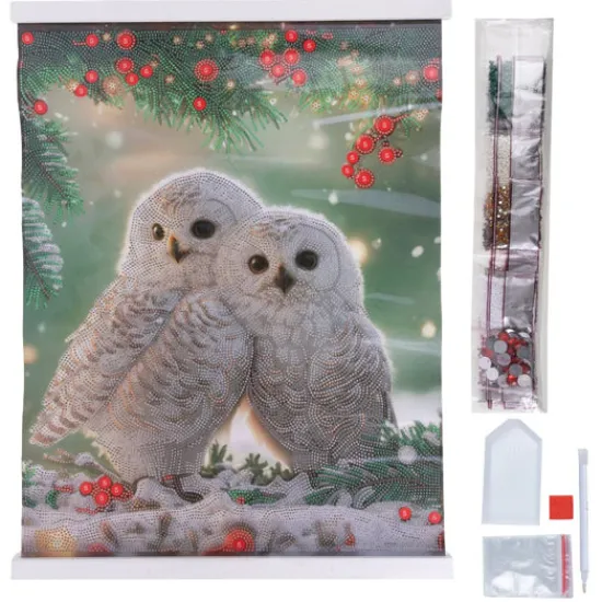 Craft Buddy ‘Snowy Owls Sanctuary’ Crystal Art Scroll Kit 40x50cm Best