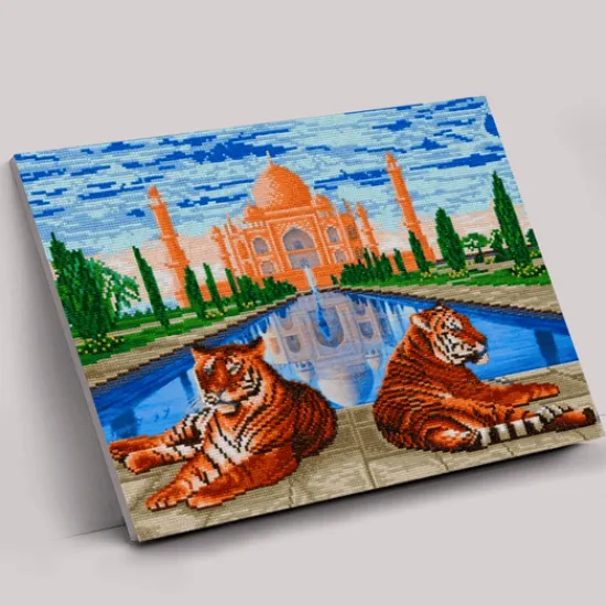 Craft Buddy "Taj Mahal Tigers" Crystal Art Canvas Kit 40x50cm New